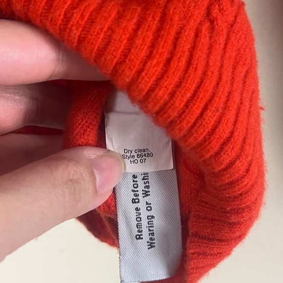 J.crew Women Turtle Neck Cable Knit Sweater Sz XS Cashmere Wool Fitted Y2K Red - Picture 7 of 10